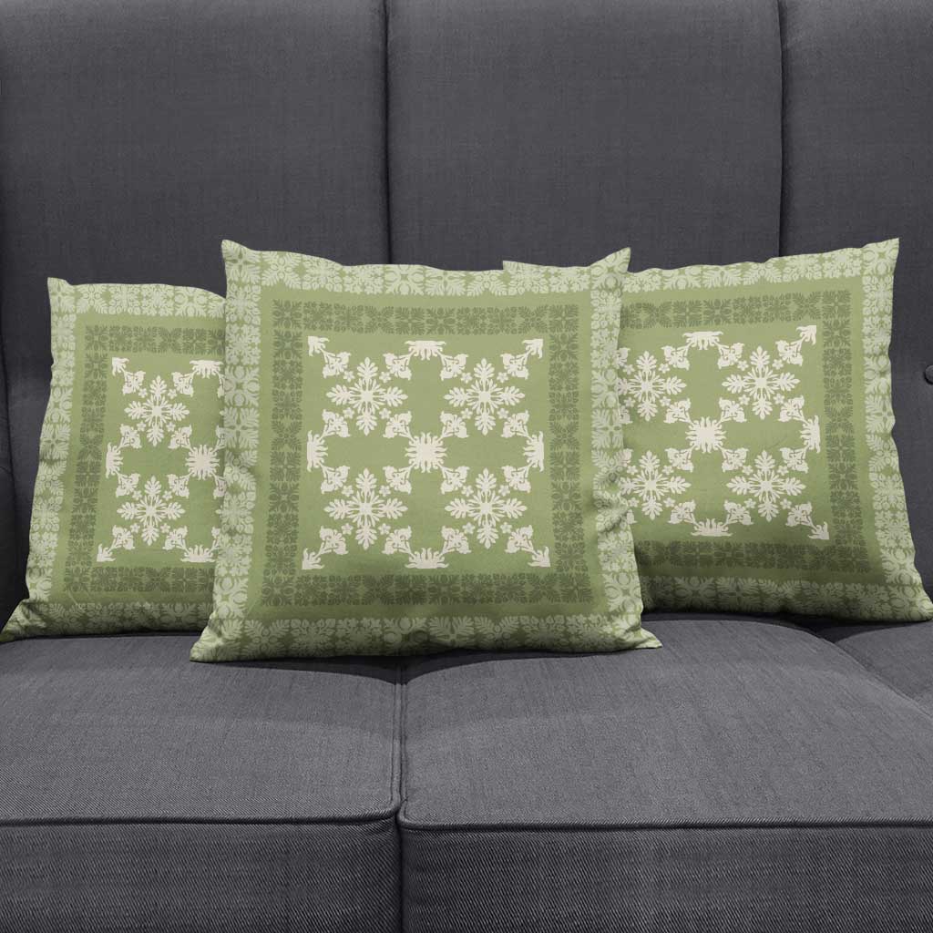 Hawaiian Quilt Pattern Pillow Cover Lime Hawaii Culture Tropical - Polynesian Pride
