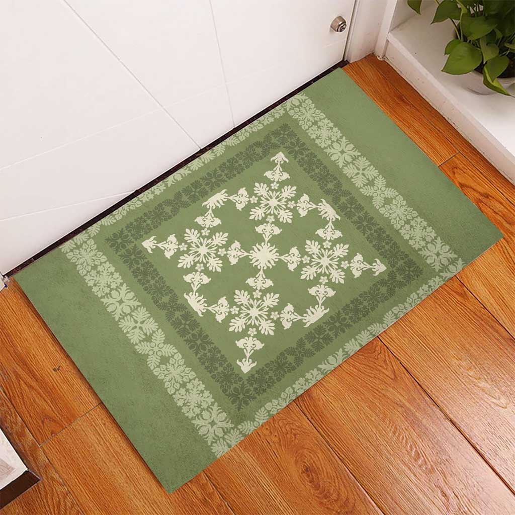 Hawaiian Quilt Pattern Rubber Doormat Lime Hawaii Culture Tropical - Polynesian Pride