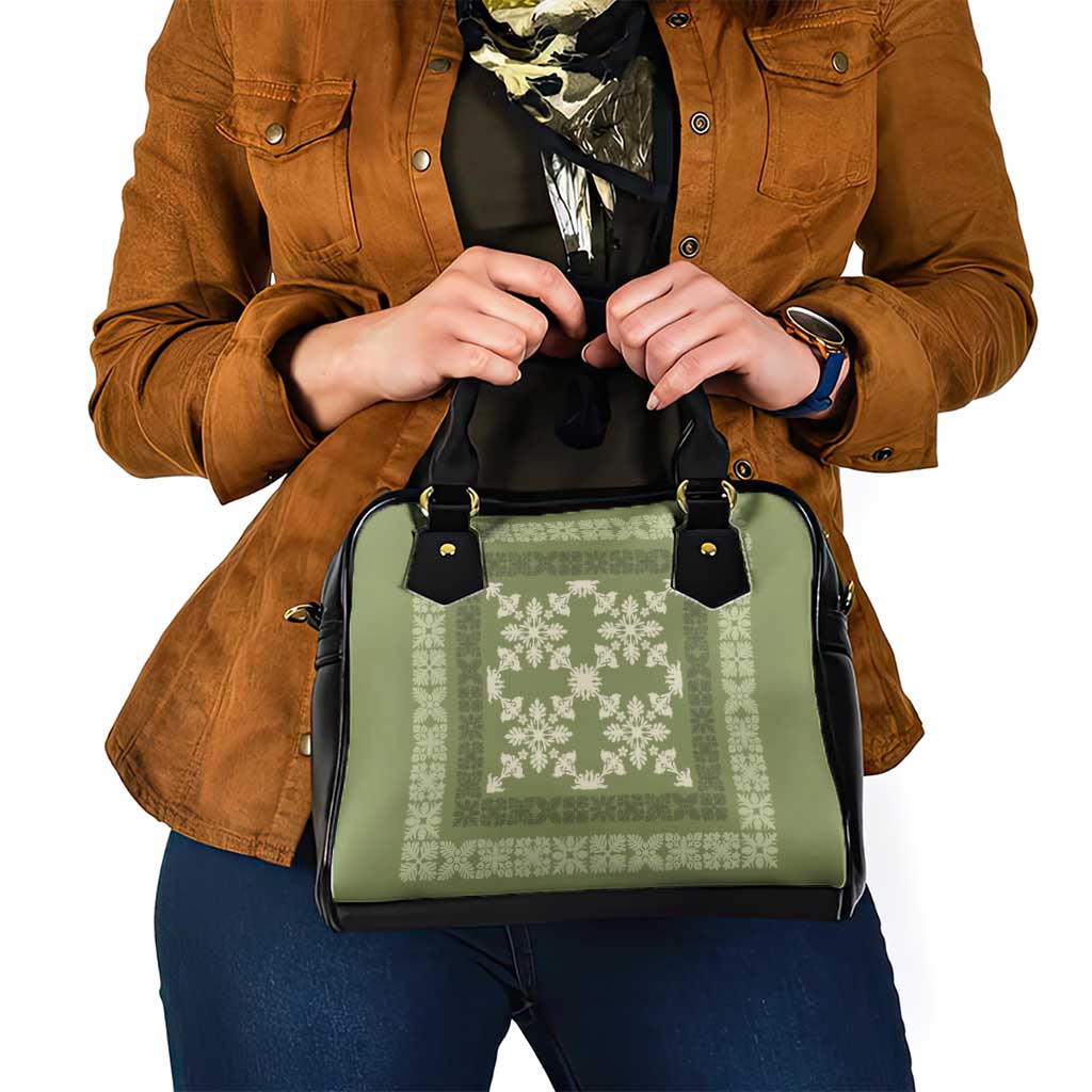 Hawaiian Quilt Pattern Shoulder Handbag Lime Hawaii Culture Tropical - Polynesian Pride