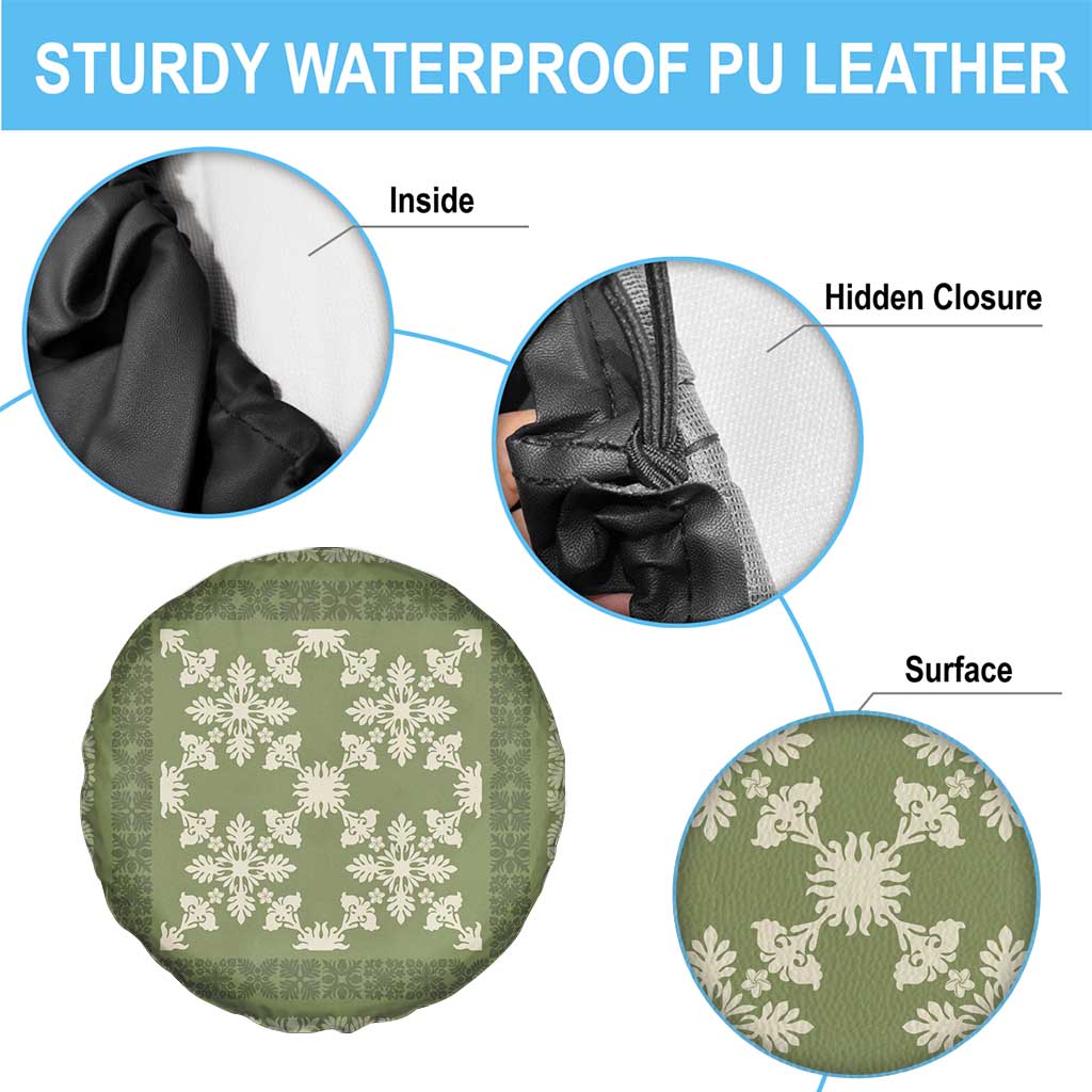 Hawaiian Quilt Pattern Spare Tire Cover Lime Hawaii Culture Tropical - Polynesian Pride