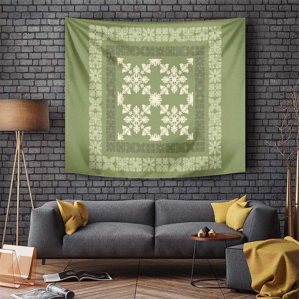 Hawaiian Quilt Pattern Tapestry Lime Hawaii Culture Tropical LT9 Lime - Polynesian Pride
