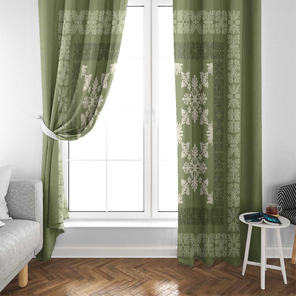 Hawaiian Quilt Pattern Window Curtain Lime Hawaii Culture Tropical - Polynesian Pride