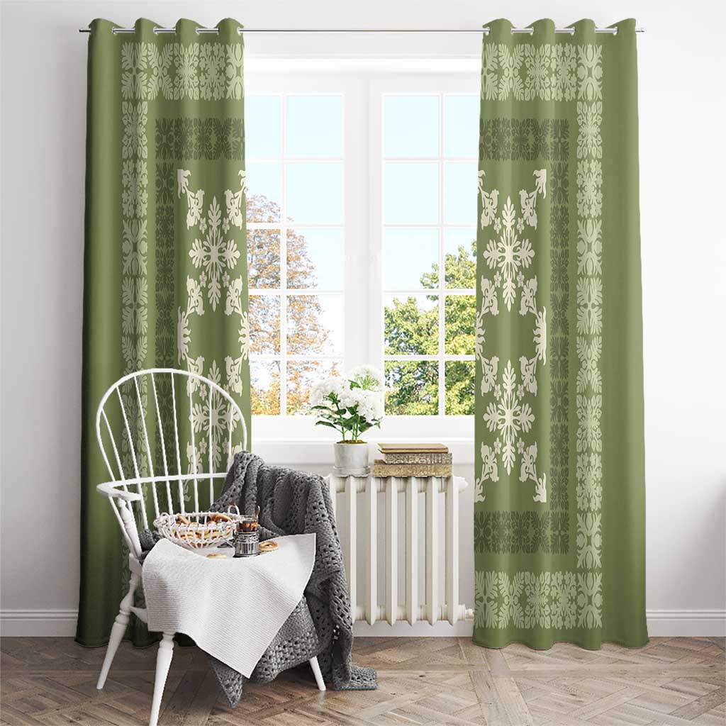 Hawaiian Quilt Pattern Window Curtain Lime Hawaii Culture Tropical - Polynesian Pride