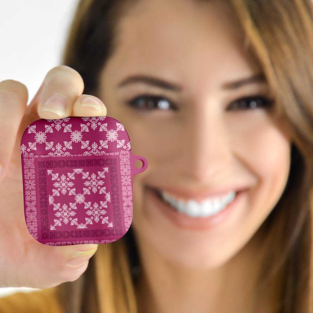 Hawaiian Quilt Pattern AirPods Case Pink Hawaii Culture Tropical - Polynesian Pride