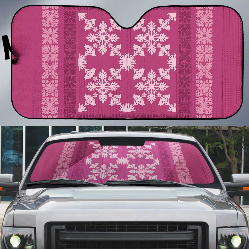 Hawaiian Quilt Pattern Auto Sun Shade Pink Hawaii Culture Tropical LT9 Pink - Polynesian Pride