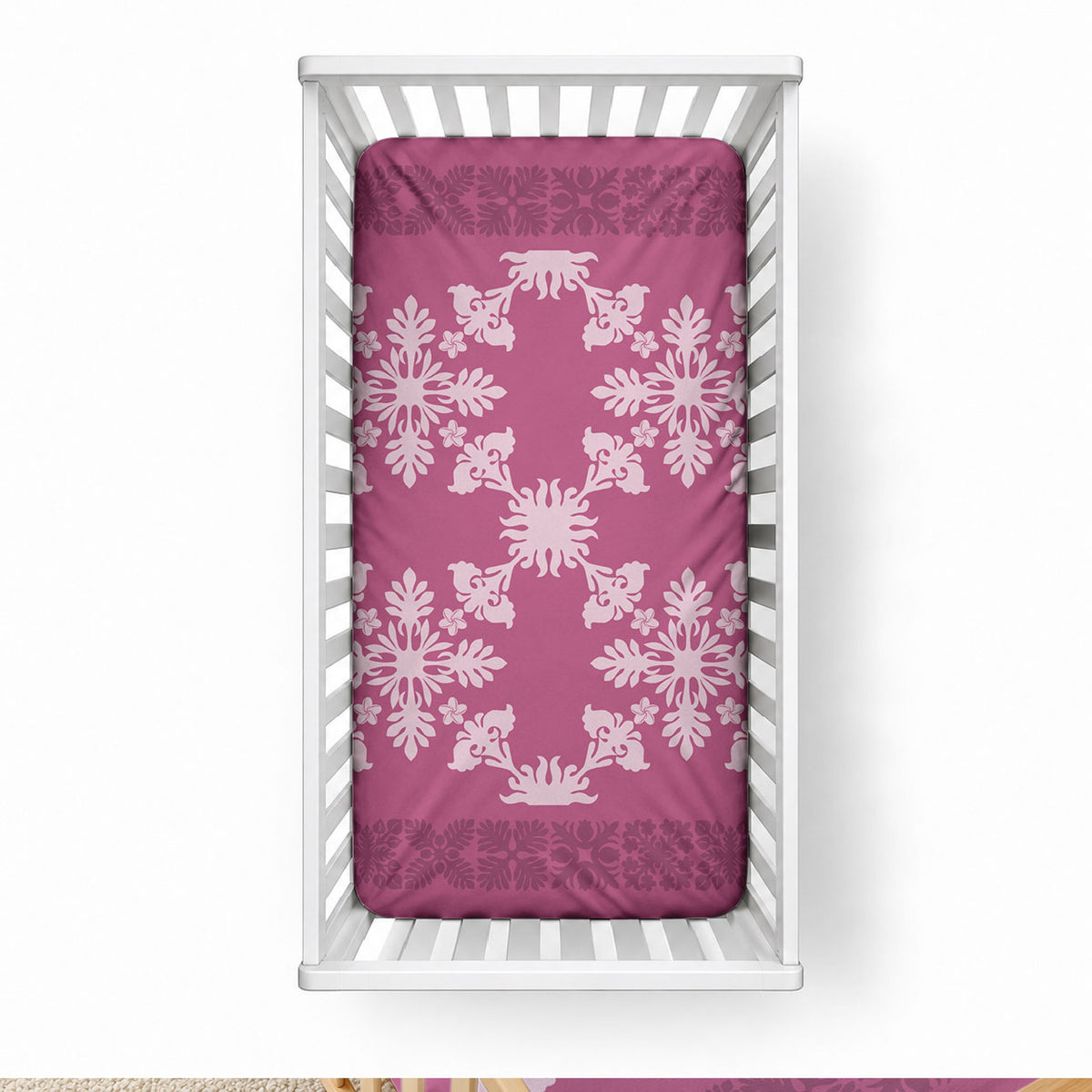 Hawaiian Quilt Pattern Baby Bed Cover Pink Hawaii Culture Tropical LT9 28 × 52 in Pink - Polynesian Pride