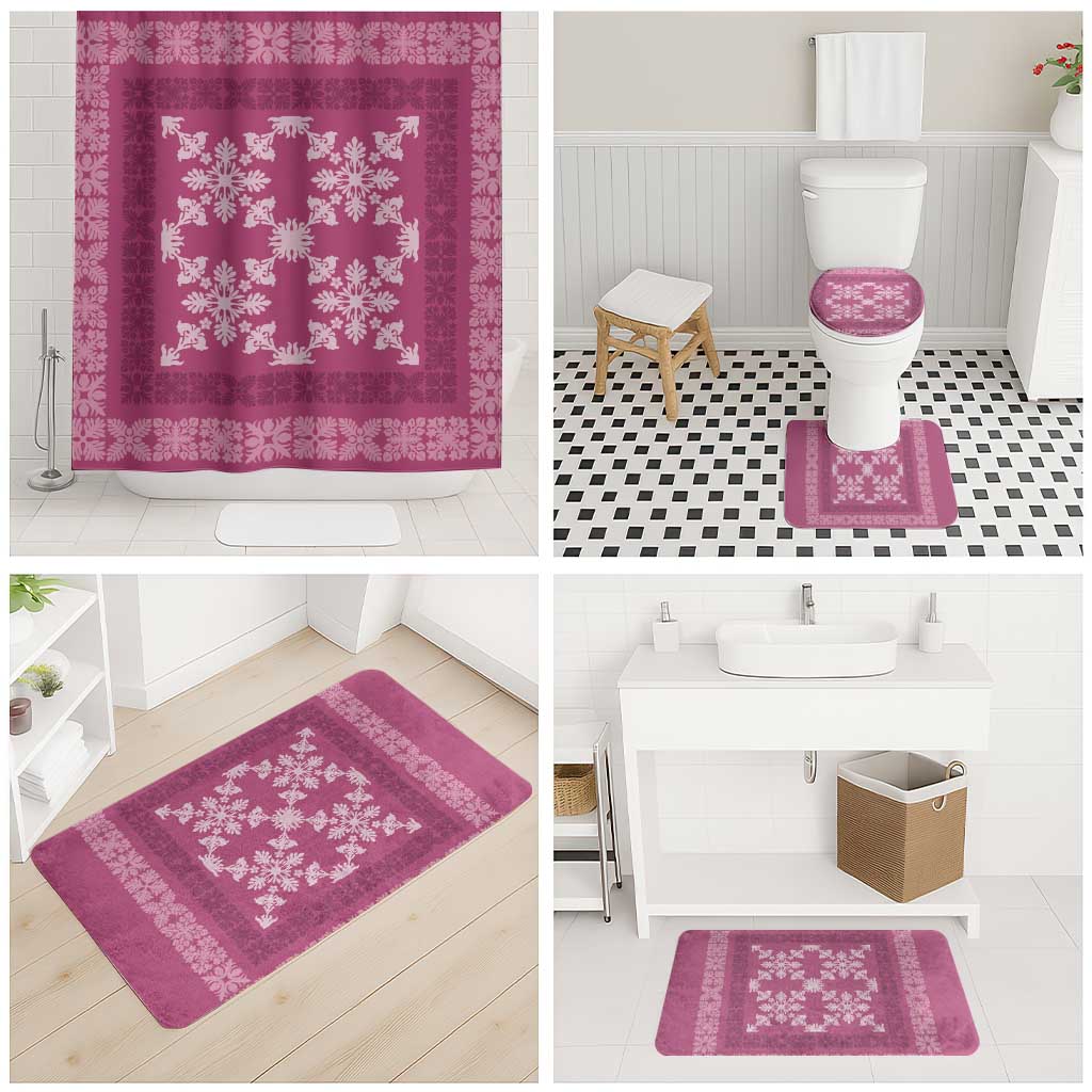 Hawaiian Quilt Pattern Bathroom Set Pink Hawaii Culture Tropical - Polynesian Pride