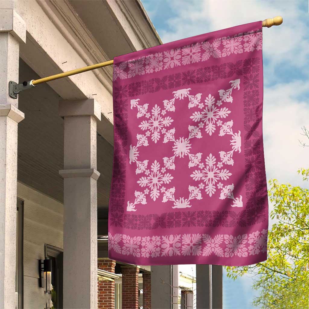 Hawaiian Quilt Pattern Garden Flag Pink Hawaii Culture Tropical - Polynesian Pride