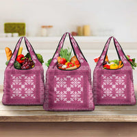 Hawaiian Quilt Pattern Grocery Bag Pink Hawaii Culture Tropical - Polynesian Pride