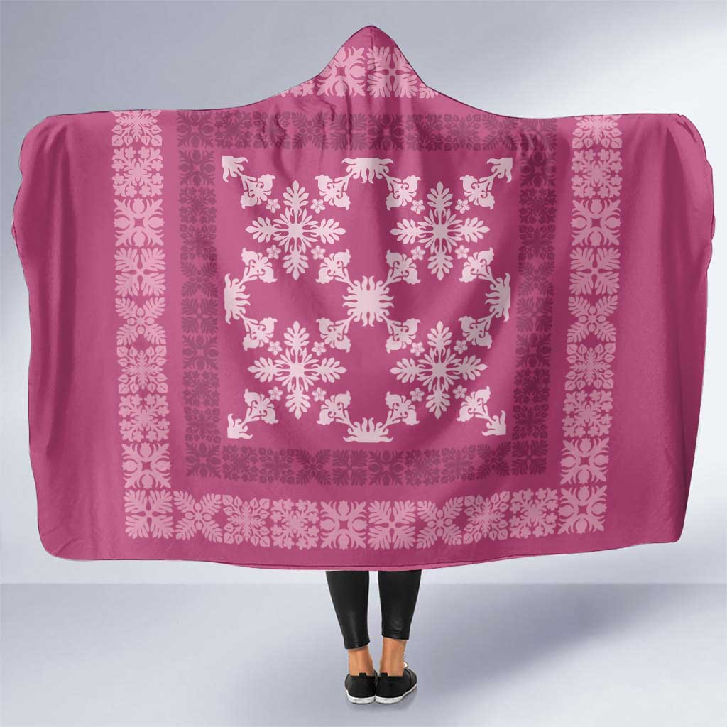 Hawaiian Quilt Pattern Hooded Blanket Pink Hawaii Culture Tropical LT9 One Size Pink - Polynesian Pride