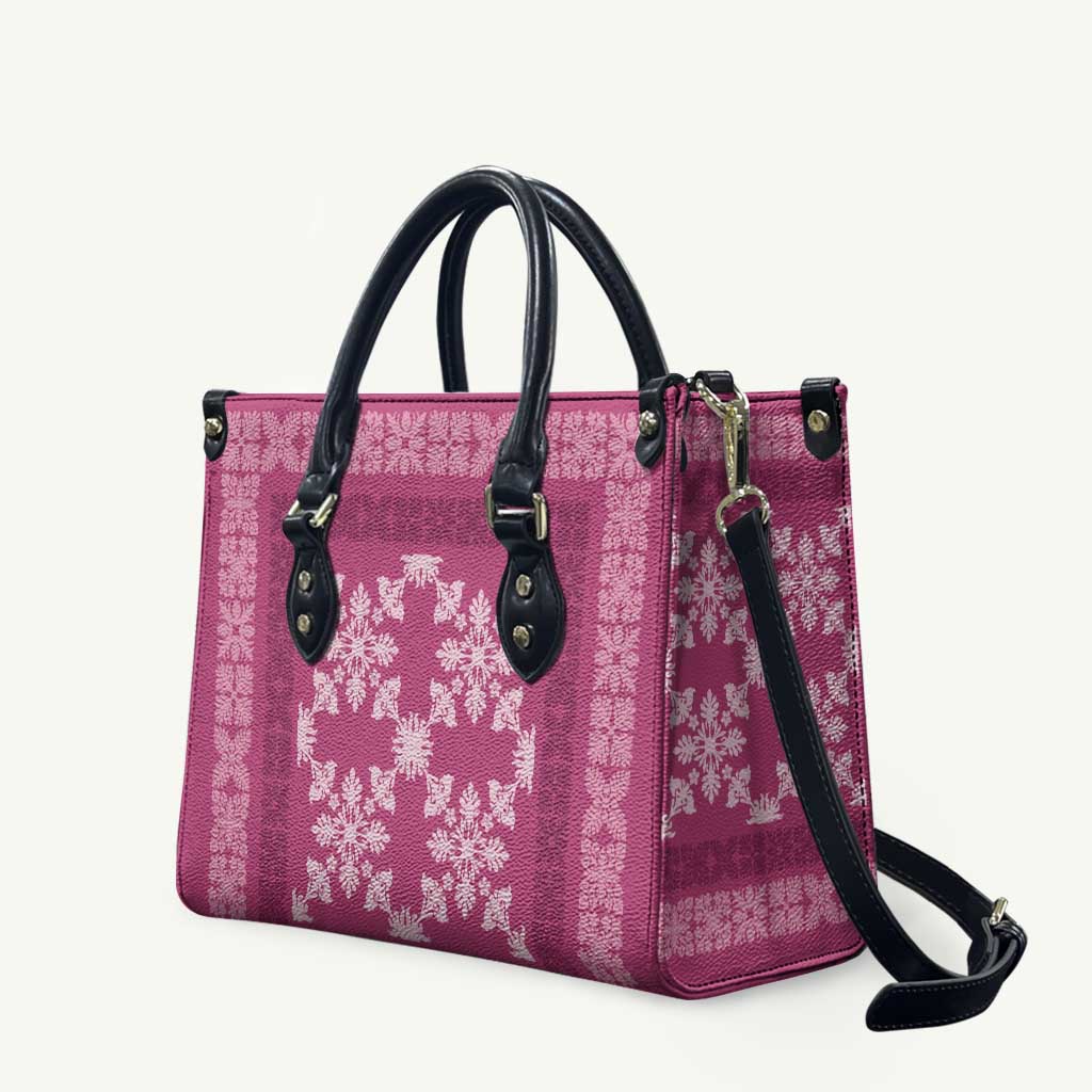 Hawaiian Quilt Pattern Leather Bag Pink Hawaii Culture Tropical - Polynesian Pride