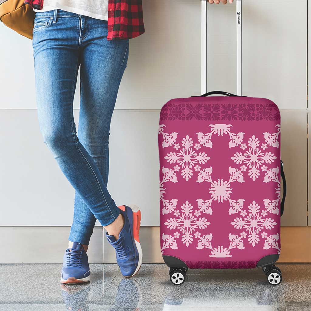Hawaiian Quilt Pattern Luggage Cover Pink Hawaii Culture Tropical - Polynesian Pride