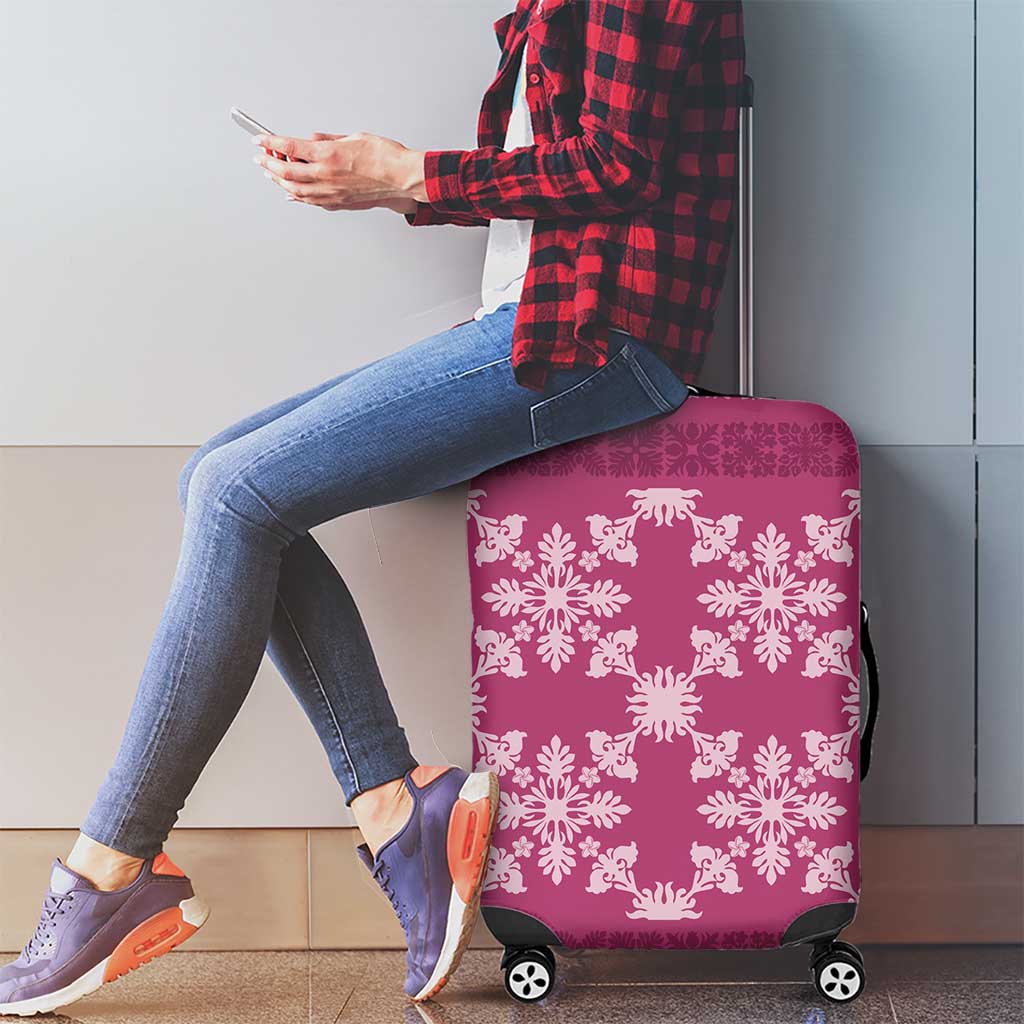Hawaiian Quilt Pattern Luggage Cover Pink Hawaii Culture Tropical - Polynesian Pride