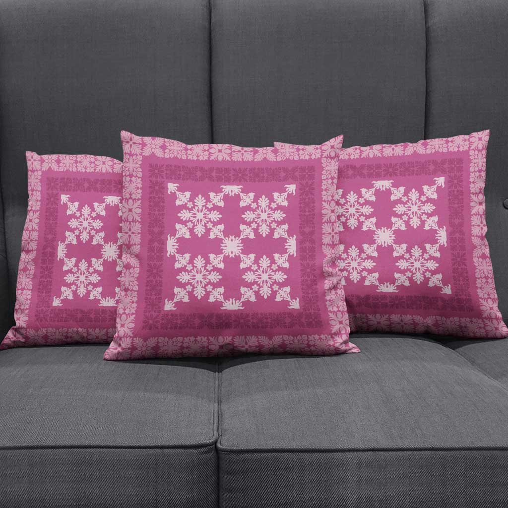 Hawaiian Quilt Pattern Pillow Cover Pink Hawaii Culture Tropical - Polynesian Pride