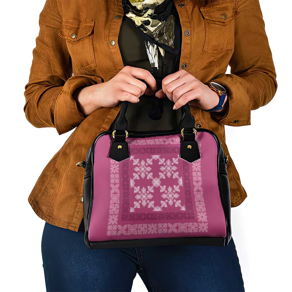 Hawaiian Quilt Pattern Shoulder Handbag Pink Hawaii Culture Tropical - Polynesian Pride