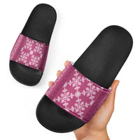 Hawaiian Quilt Pattern Slide Sandals Pink Hawaii Culture Tropical - Polynesian Pride