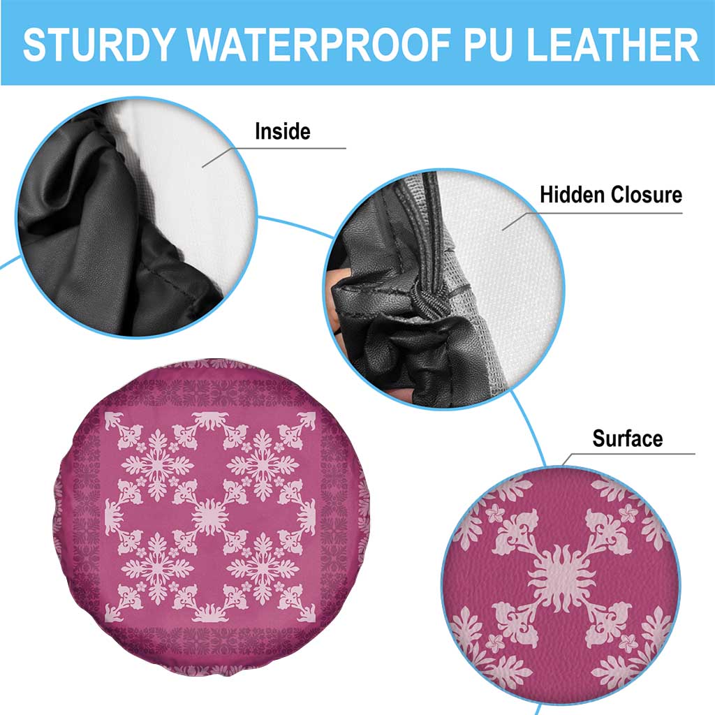 Hawaiian Quilt Pattern Spare Tire Cover Pink Hawaii Culture Tropical - Polynesian Pride