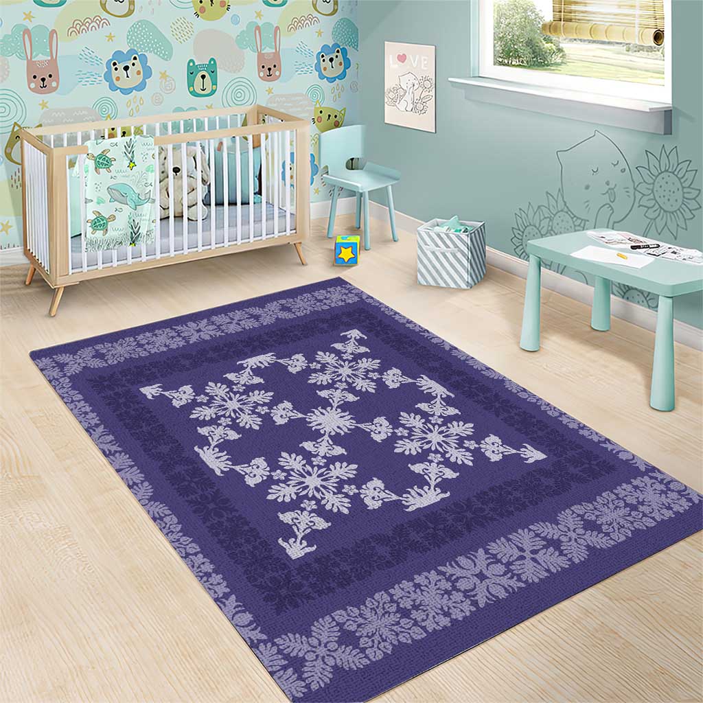 Hawaiian Quilt Pattern Area Rug Purple Hawaii Culture Tropical - Polynesian Pride