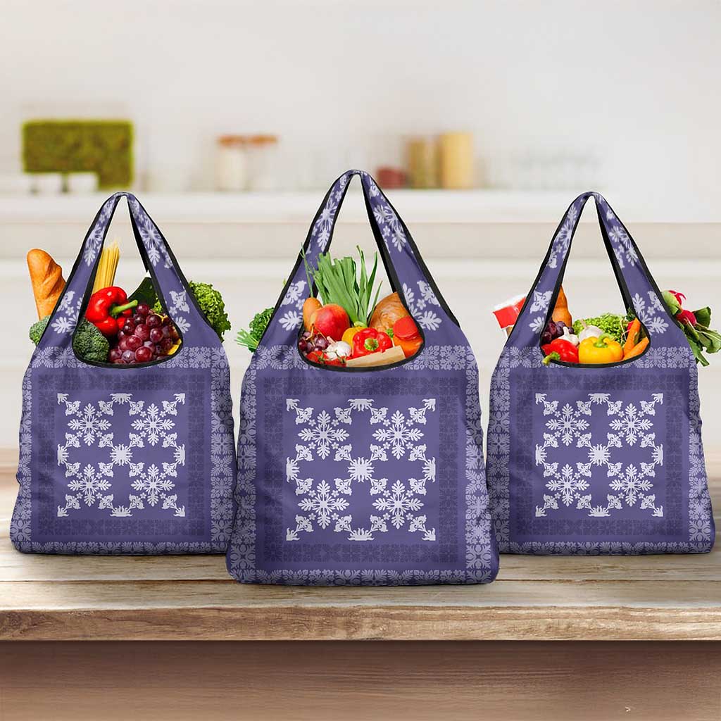 Hawaiian Quilt Pattern Grocery Bag Purple Hawaii Culture Tropical - Polynesian Pride