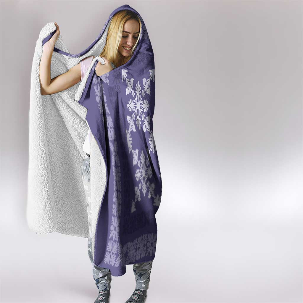 Hawaiian Quilt Pattern Hooded Blanket Purple Hawaii Culture Tropical - Polynesian Pride