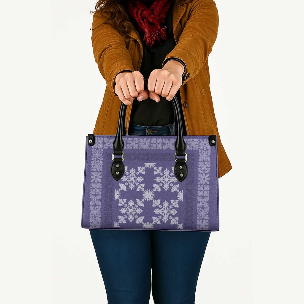 Hawaiian Quilt Pattern Leather Bag Purple Hawaii Culture Tropical - Polynesian Pride