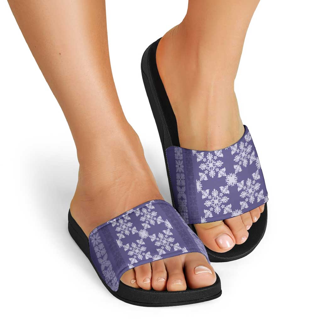 Hawaiian Quilt Pattern Slide Sandals Purple Hawaii Culture Tropical - Polynesian Pride