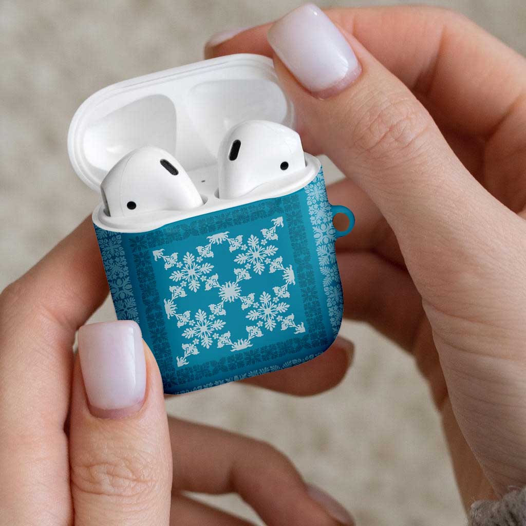 Hawaiian Quilt Pattern AirPods Case Teal Hawaii Culture Tropical - Polynesian Pride