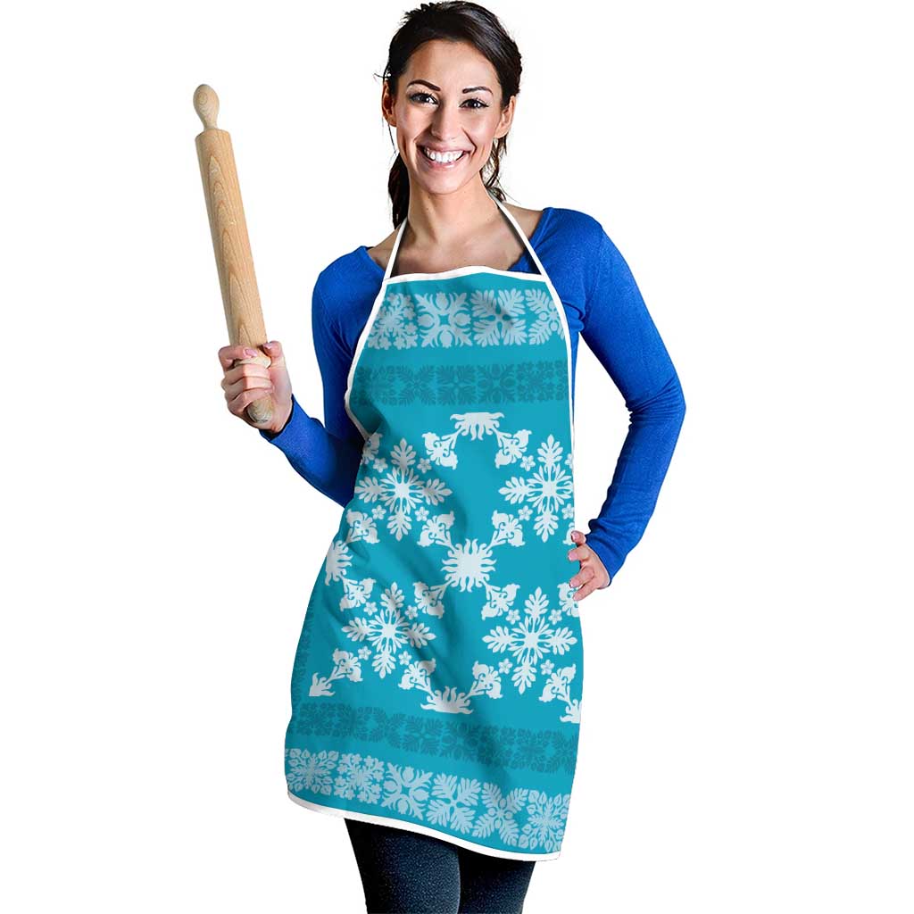 Hawaiian Quilt Pattern Apron Teal Hawaii Culture Tropical - Polynesian Pride