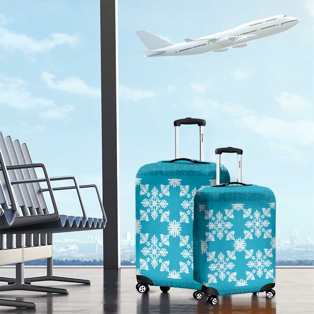 Hawaiian Quilt Pattern Luggage Cover Teal Hawaii Culture Tropical - Polynesian Pride