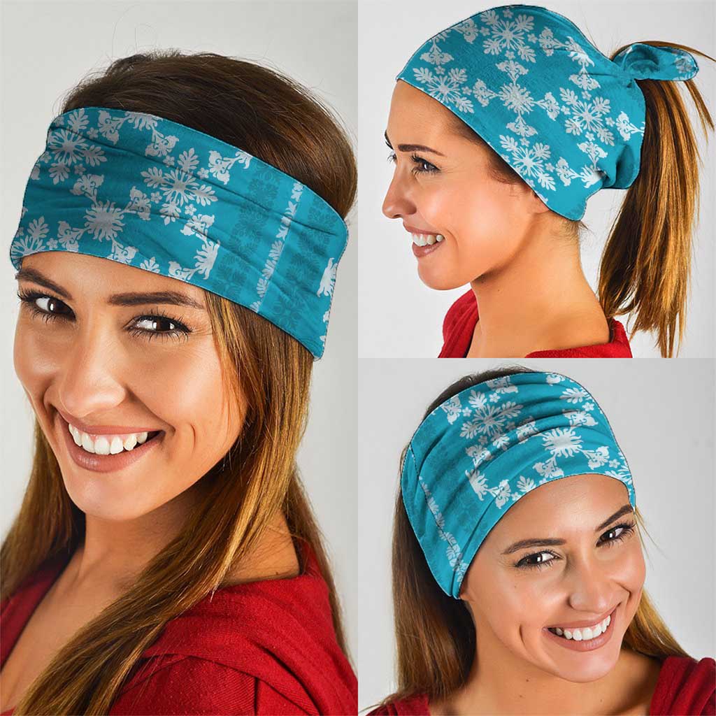 Hawaiian Quilt Pattern Neck Gaiter Teal Hawaii Culture Tropical - Polynesian Pride