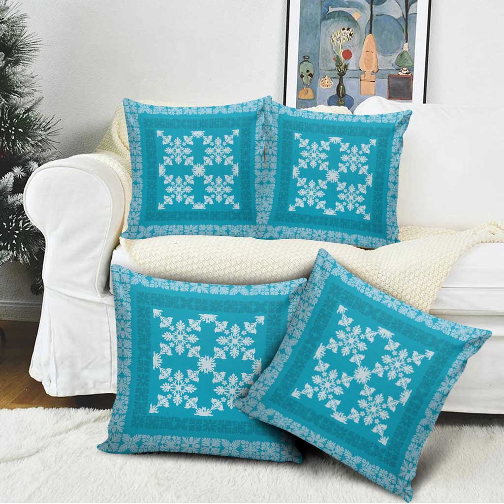 Hawaiian Quilt Pattern Pillow Cover Teal Hawaii Culture Tropical - Polynesian Pride