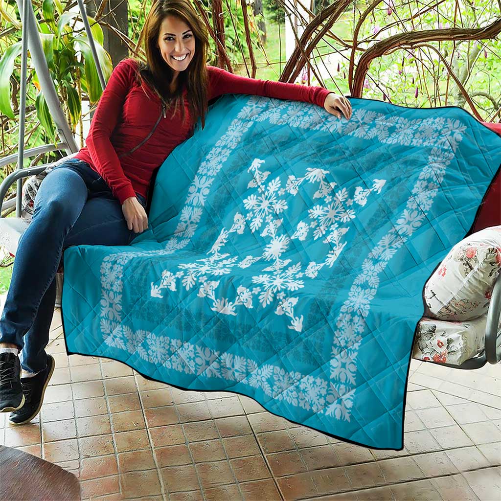 Hawaiian Quilt Pattern Quilt Teal Hawaii Culture Tropical - Polynesian Pride