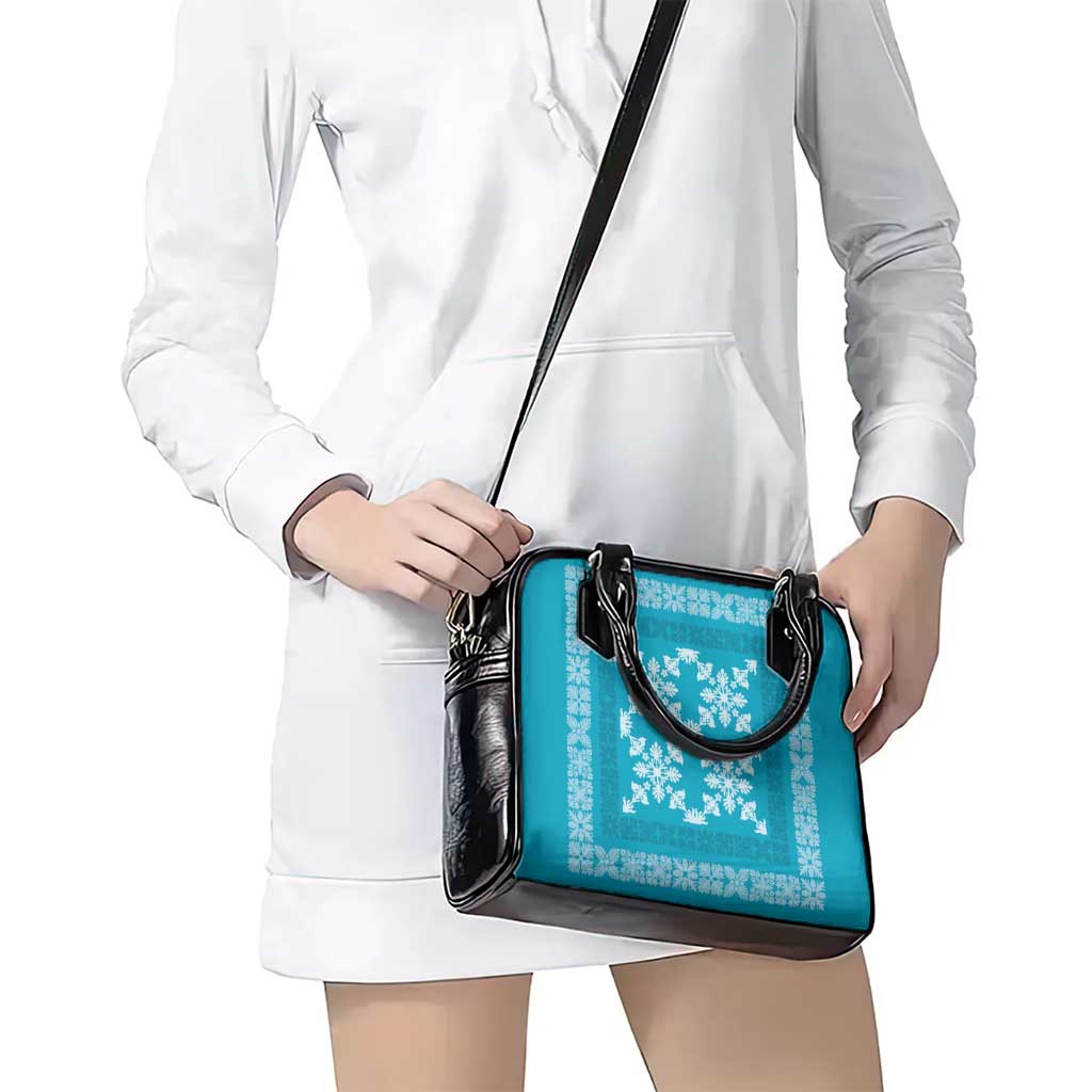 Hawaiian Quilt Pattern Shoulder Handbag Teal Hawaii Culture Tropical - Polynesian Pride