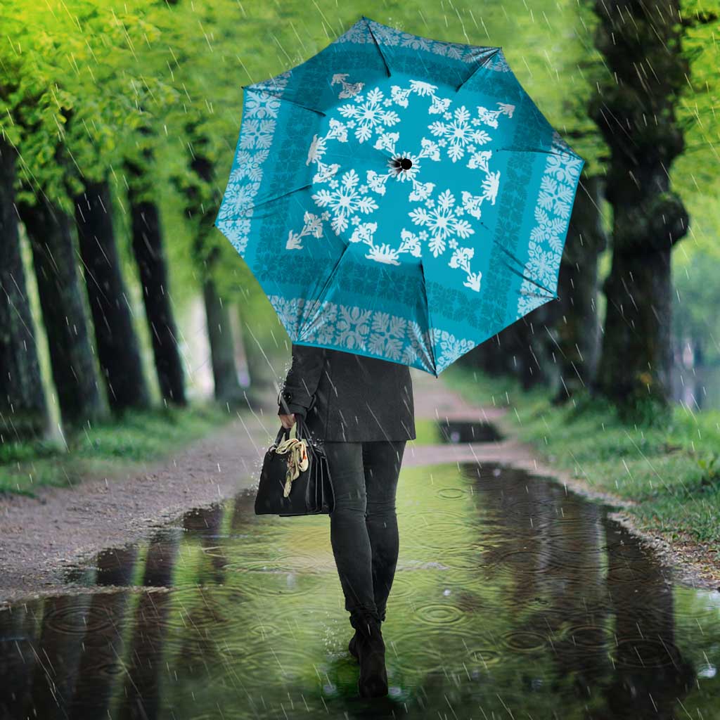Hawaiian Quilt Pattern Umbrella Teal Hawaii Culture Tropical - Polynesian Pride
