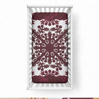 Palm Leaf Quilt Pattern Baby Bed Cover Hawaii Culture Floral LT9 28 × 52 in Oxblood - Polynesian Pride