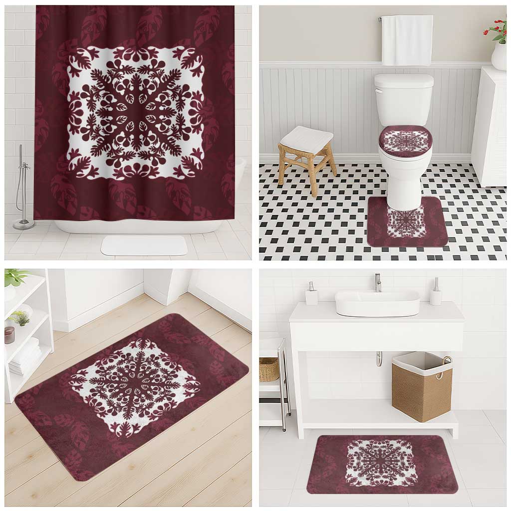 Palm Leaf Quilt Pattern Bathroom Set Hawaii Culture Floral - Polynesian Pride