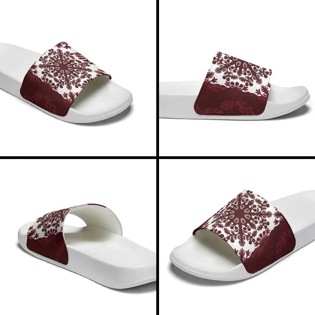 Palm Leaf Quilt Pattern Slide Sandals Hawaii Culture Floral - Polynesian Pride
