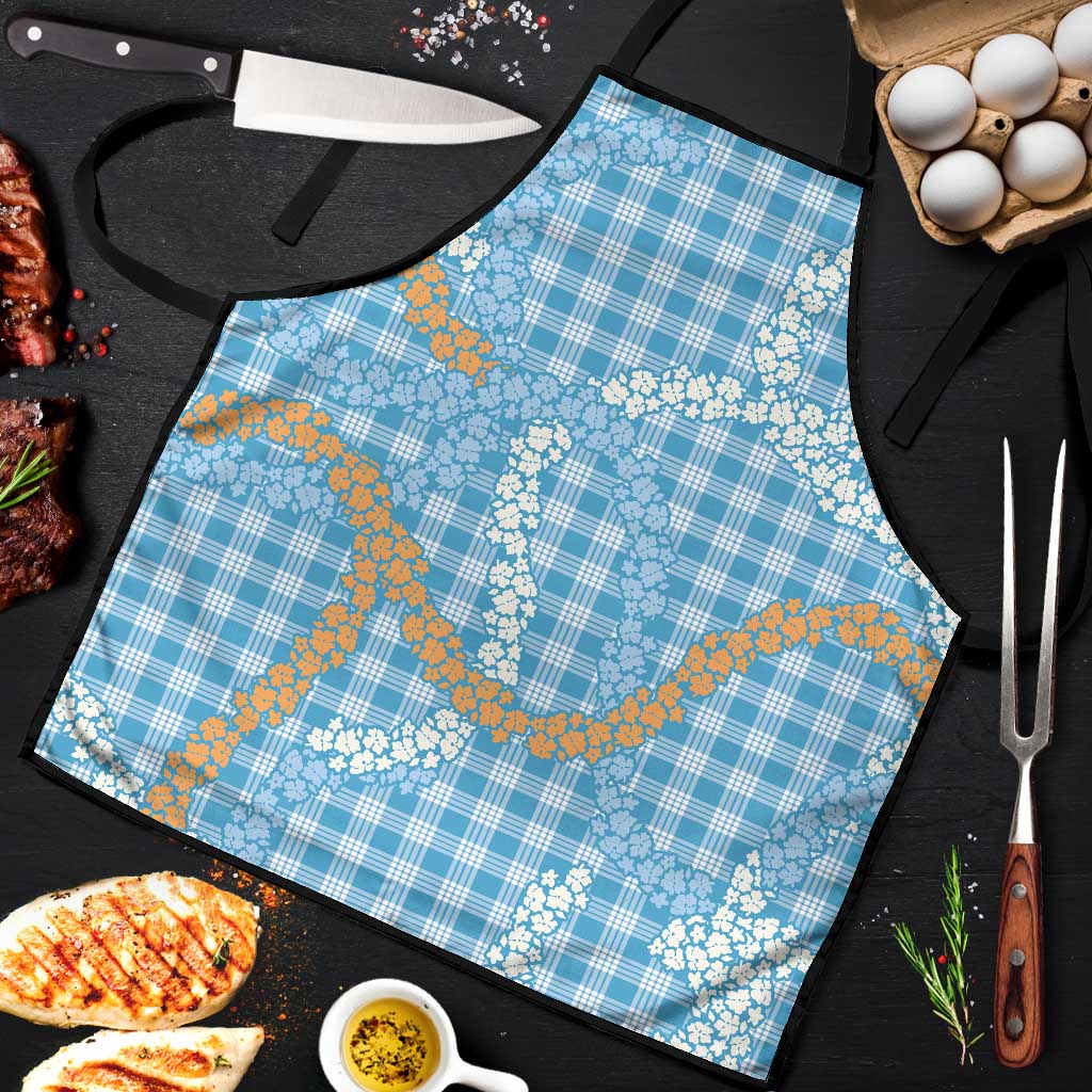 Blue Tropical Floral Palaka Apron Hawaiian Quilt Pattern - Polynesian Pride