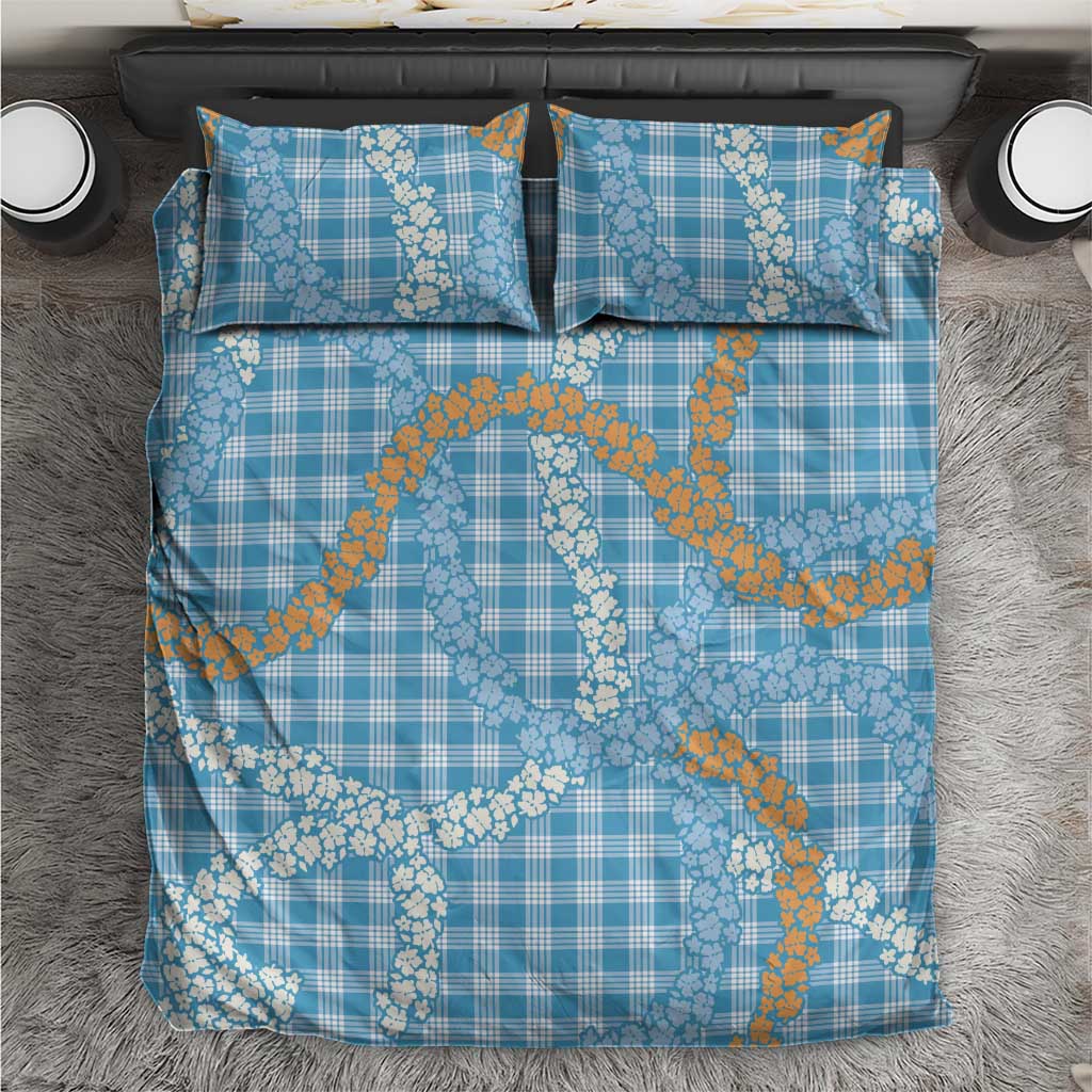 Blue Tropical Floral Palaka Bedding Set Hawaiian Quilt Pattern LT9 Blue - Polynesian Pride