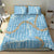 Blue Tropical Floral Palaka Bedding Set Hawaiian Quilt Pattern - Polynesian Pride