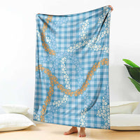 Blue Tropical Floral Palaka Blanket Hawaiian Quilt Pattern - Polynesian Pride