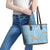Blue Tropical Floral Palaka Leather Tote Bag Hawaiian Quilt Pattern - Polynesian Pride