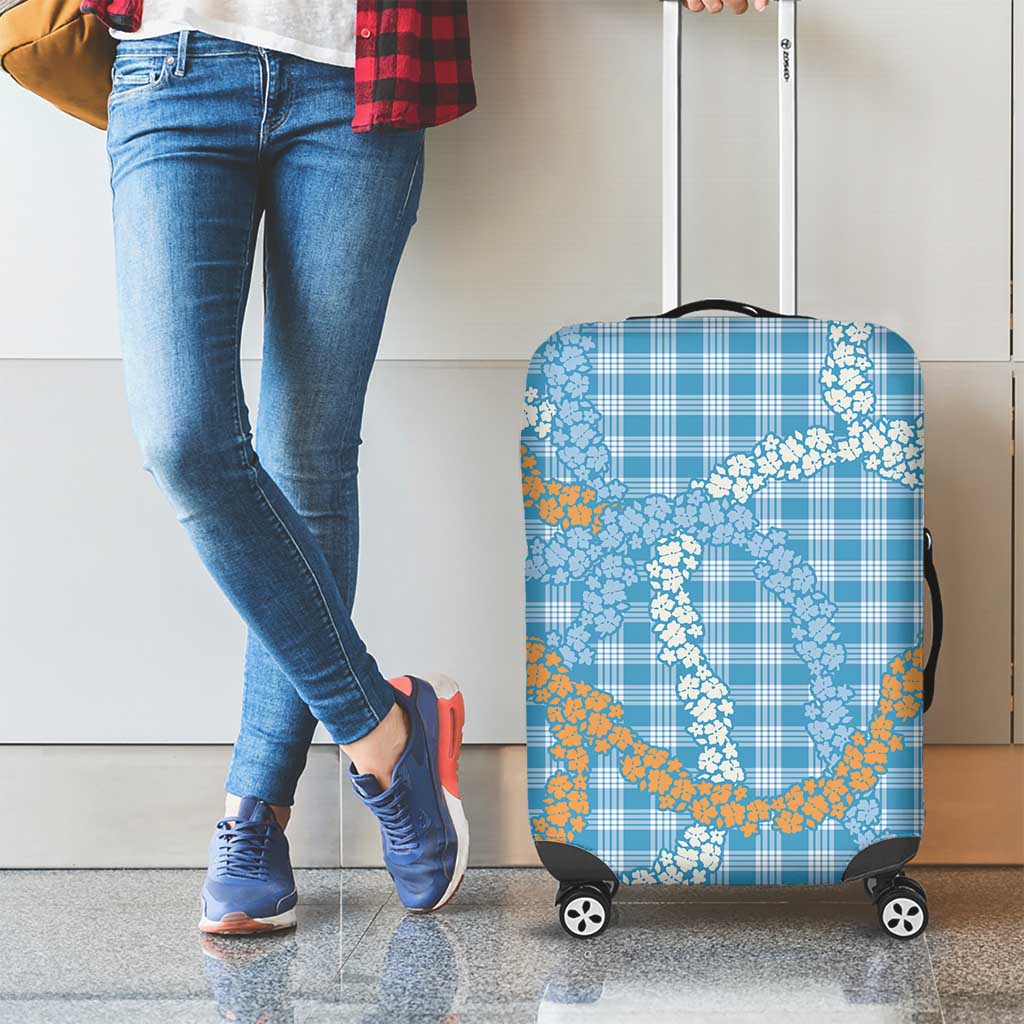 Blue Tropical Floral Palaka Luggage Cover Hawaiian Quilt Pattern - Polynesian Pride