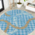 Blue Tropical Floral Palaka Round Carpet Hawaiian Quilt Pattern - Polynesian Pride