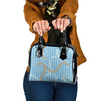 Blue Tropical Floral Palaka Shoulder Handbag Hawaiian Quilt Pattern - Polynesian Pride