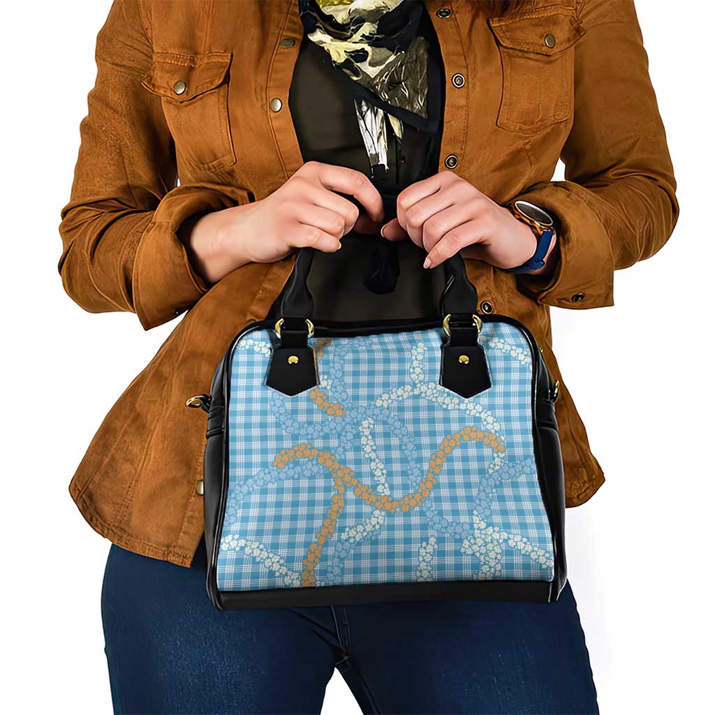 Blue Tropical Floral Palaka Shoulder Handbag Hawaiian Quilt Pattern - Polynesian Pride