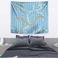 Blue Tropical Floral Palaka Tapestry Hawaiian Quilt Pattern - Polynesian Pride