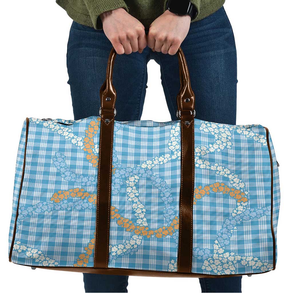 Blue Tropical Floral Palaka Travel Bag Hawaiian Quilt Pattern - Polynesian Pride