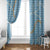 Blue Tropical Floral Palaka Window Curtain Hawaiian Quilt Pattern - Polynesian Pride