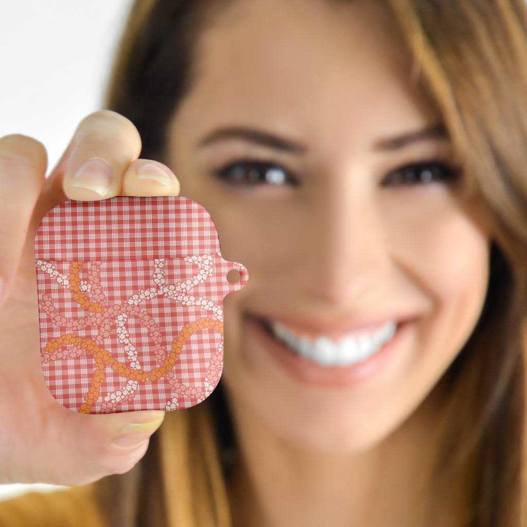 Pink Tropical Floral Palaka AirPods Case Hawaiian Quilt Pattern - Polynesian Pride
